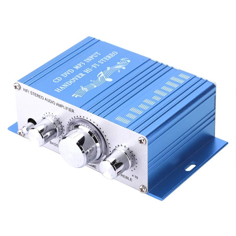 Pomya Stereo Audio Amplifier, Mini Digital HiFi Bass Audio Subwoofer Amp, Portable Music CD DVD MP3 FM Player Power Amplifier for Home Car, Motorcycles(Blue) - Image 1